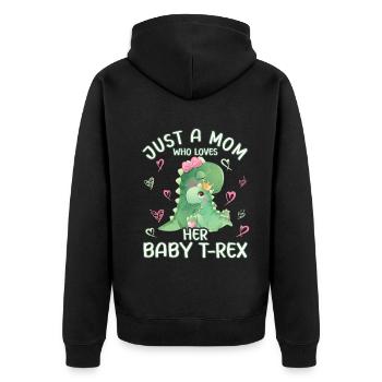 Maman Juste Une Maman Qui Aime Son Bébé T Rex - Veste à capuche bio Premium Unisexe - noir - Dos - Nico (187cm)