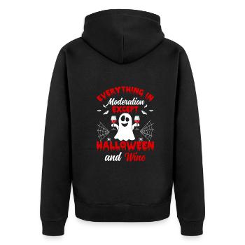 Everything In Moderation Except Halloween - Hallow - Unisex Premium Organic Zip Hoodie - black - Back - Nico (187cm)