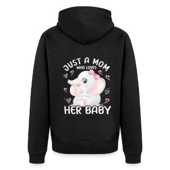 Mom Elephant Love Just A Mom Who Loves - Unisex Premium Organic Zip Hoodie - black - Back - Nico (187cm)