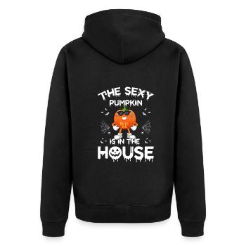 The Sexy Pumpkin Is In The House - Funny Pumpkin H - Unisex Premium Organic Zip Hoodie - black - Back - Nico (187cm)