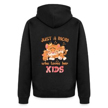 Tiger Love Mama - Unisex Premium Bio Zip Hoodie - Schwarz - Hinten - Nico (187cm)