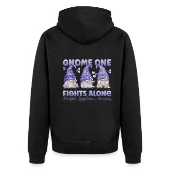Gnome One fights Hodgkin's lymphoma alone - Unisex Premium Organic Zip Hoodie - black - Back - Nico (187cm)