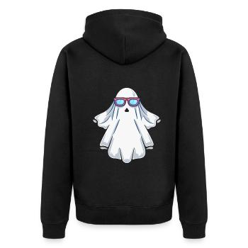 Halloween Ghost With Sunglasses - Funny Ghost Hall - Unisex Premium Organic Zip Hoodie - black - Back - Nico (187cm)