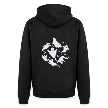 Halloween Party Funny Halloween Ghost - Unisex Premium Organic Zip Hoodie - black - Back - Nico (187cm)