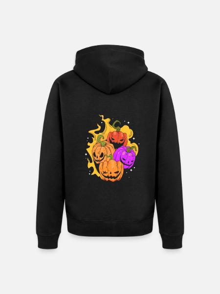 Halloween Pumpkin Halloween Pumpkins - Unisex Premium Organic Zip Hoodie - black