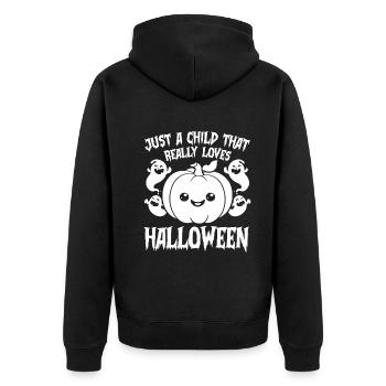 Juste un enfant qui aime vraiment Halloween - Kids Hal - Veste à capuche bio Premium Unisexe - noir - Dos - Nico (187cm)