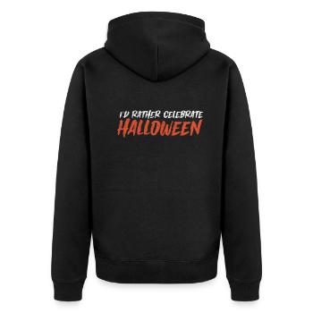 31 octobre Halloween - Je préfère fêter la sainteté - Veste à capuche bio Premium Unisexe - noir - Dos - Nico (187cm)