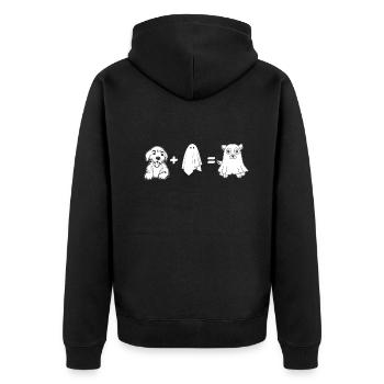Funny Halloween Ghost Dog - Unisex Premium Bio Zip Hoodie - Schwarz - Hinten - Nico (187cm)