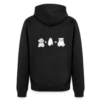 Funny Ghost Dog - Funny Halloween Ghost Dog - Unisex Premium Organic Zip Hoodie - black - Back - Nico (187cm)