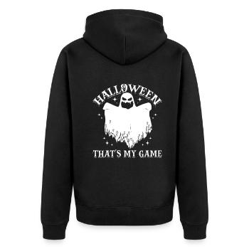 Halloween That's My Game - Funny Halloween Ghost - Unisex Premium Organic Zip Hoodie - black - Back - Nico (187cm)