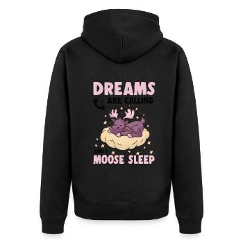 Dreams Are Calling Youth Cute Moose - Unisex Premium Organic Zip Hoodie - black - Back - Nico (187cm)
