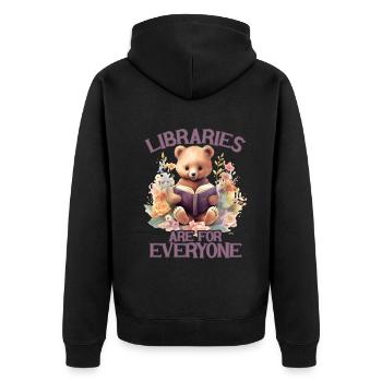 Libraries are for everyone Librarian - Unisex Premium Organic Zip Hoodie - black - Back - Nico (187cm)