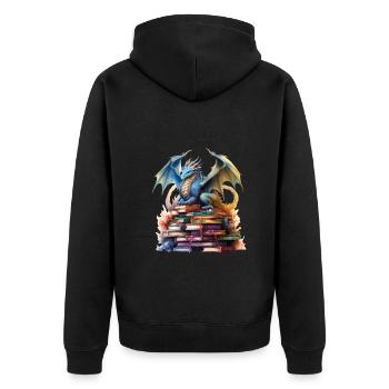 La bibliothèque est mon lieu de bonheur, dragon - Veste à capuche bio Premium Unisexe - noir - Dos - Nico (187cm)