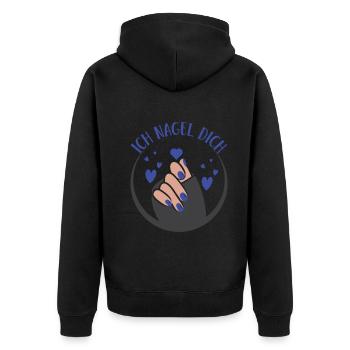 Ich Nagel Dich Nail Art Nagelsalon Nageldesignerin - Unisex Premium Bio Zip Hoodie - Schwarz - Hinten - Nico (187cm)