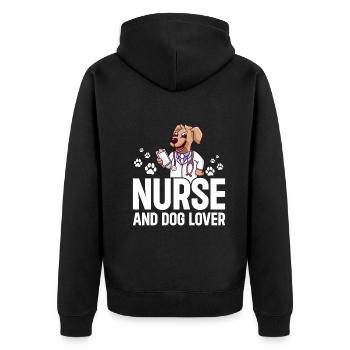 Nurse and Dog Lover - Nursing Nurse Dog Owner - Unisex Premium Organic Zip Hoodie - black - Back - Nico (187cm)
