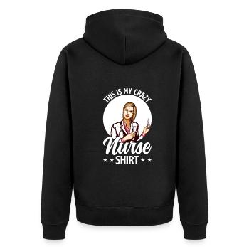 C’est ma chemise d’infirmière folle - infirmière infirmière - Veste à capuche bio Premium Unisexe - noir - Dos - Nico (187cm)