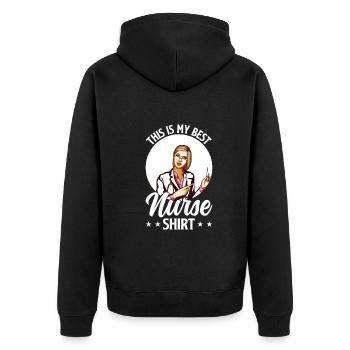 This Is My Best Nurse Shirt - Nursing Nurse - Unisex Premium Organic Zip Hoodie - black - Back - Nico (187cm)