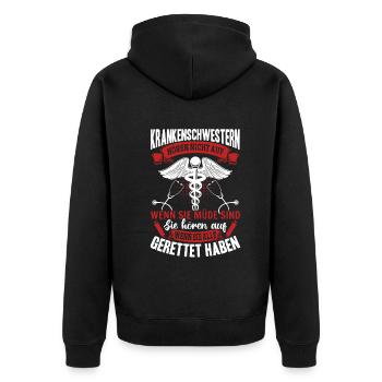 Krankenschwester Krankenhaus Lustige Arzthelferin - Unisex Premium Bio Zip Hoodie - Schwarz - Hinten - Nico (187cm)