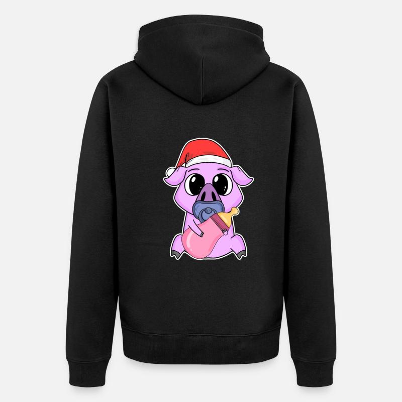 Cochon bébé Noël - Veste à capuche bio Premium Unisexe - noir