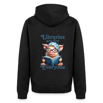 Libraries are for everyone Librarian - Unisex Premium Organic Zip Hoodie - black - Back - Nico (187cm)