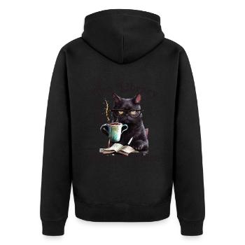 La bibliothèque est mon chat de l’endroit où je suis heureux - Veste à capuche bio Premium Unisexe - noir - Dos - Nico (187cm)