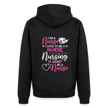 Infirmière d’hôpital - Je suis infirmière. J’aime être une infirmière - Veste à capuche bio Premium Unisexe - noir - Dos - Nico (187cm)