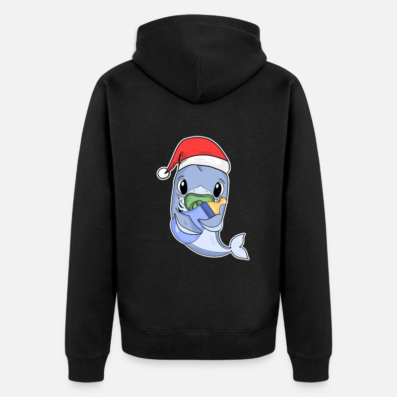 Requin bébé Noël - Veste à capuche bio Premium Unisexe - noir