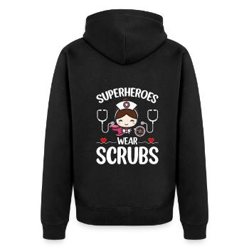 Nurse Nursing - Superheroes Wear Scrubs - Unisex Premium Organic Zip Hoodie - black - Back - Nico (187cm)