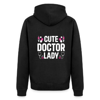 Cute Doctor Lady - Hospital Doctor Lady - Unisex Premium Organic Zip Hoodie - black - Back - Nico (187cm)