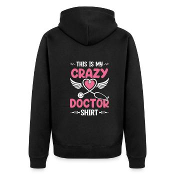 This Is My Crazy Doctor Shirt Emergency Doctor - Unisex Premium Organic Zip Hoodie - black - Back - Nico (187cm)