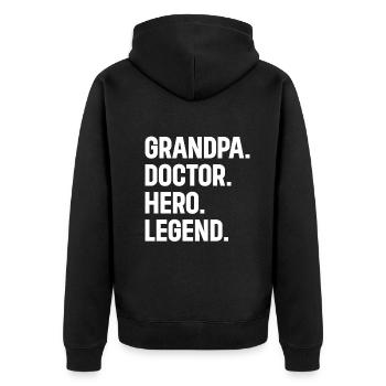 Grandpa Doctor Hero Legend - Grandpa Doctor - Unisex Premium Organic Zip Hoodie - black - Back - Nico (187cm)