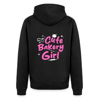 Cute Bakery Girl - Pastry Chef Confectioner Girl - Unisex Premium Organic Zip Hoodie - black - Back - Nico (187cm)