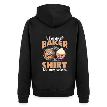 Pastry Chef Funny Baking Confectioner Funny Baker - Unisex Premium Organic Zip Hoodie - black - Back - Nico (187cm)