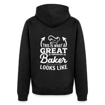 This Is What A Great Baker Looks Like - Funny Bake - Unisex Premium Organic Zip Hoodie - black - Back - Nico (187cm)