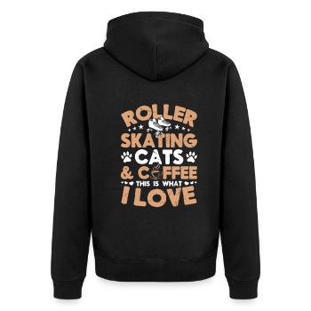 Cat Lover - Roller Skates Roller Skating Roller Sk - Unisex Premium Bio Zip Hoodie - Schwarz - Hinten - Nico (187cm)