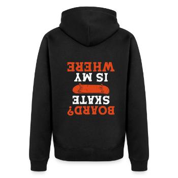 Funny Skateboarding - Where Is My Skate Board - Unisex Premium Organic Zip Hoodie - black - Back - Nico (187cm)