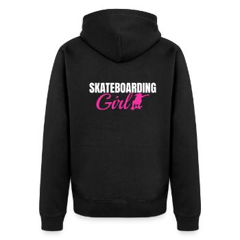 Skateboarding Girl Skatepark Skateboarder Girl - Unisex Premium Bio Zip Hoodie - Schwarz - Hinten - Nico (187cm)