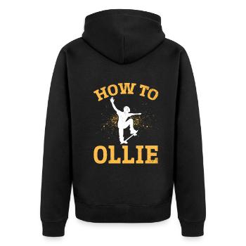 Skatepark Skateboarder - Skateboarding How To Olli - Unisex Premium Bio Zip Hoodie - Schwarz - Hinten - Nico (187cm)
