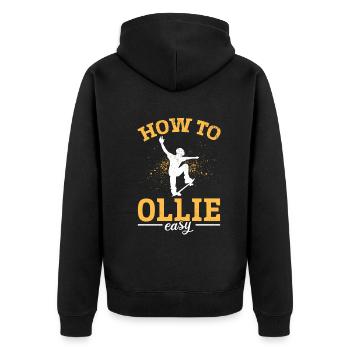 Skatepark Skateboarder - Skateboarding How To Olli - Unisex Premium Bio Zip Hoodie - Schwarz - Hinten - Nico (187cm)