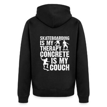 Skatepark Skateboarding Is My Therapy Concrete Is - Unisex Premium Bio Zip Hoodie - Schwarz - Hinten - Nico (187cm)