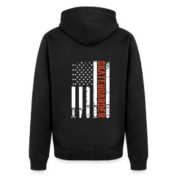 Skatepark Skateboard Skateboard Drapeau US Skatebo - Veste à capuche bio Premium Unisexe - noir - Dos - Nico (187cm)