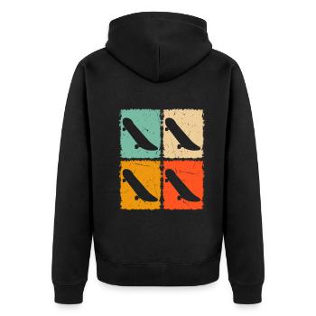 Retro Skateboarding Skateboarder Retro Skateboards - Unisex Premium Bio Zip Hoodie - Schwarz - Hinten - Nico (187cm)