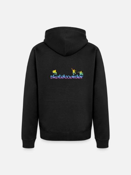 Skateboarder Silhouette Skateboarder Skateboarding - Unisex Premium Organic Zip Hoodie - black