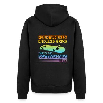 Skateboarding Life - Skatepark Skateboarding Quote - Unisex Premium Bio Zip Hoodie - Schwarz - Hinten - Nico (187cm)