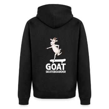 Skateboarder Goat Funny Skateboarding GOAT - Unisex Premium Bio Zip Hoodie - Schwarz - Hinten - Nico (187cm)