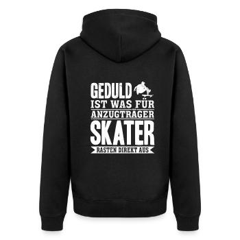 Skateboarding Skater Lustige Skateboarder - Unisex Premium Bio Zip Hoodie - Schwarz - Hinten - Nico (187cm)