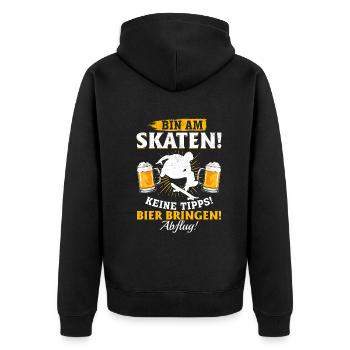 Bin am Skaten! Keine tipps! Bier bringen! - Skateb - Unisex Premium Bio Zip Hoodie - Schwarz - Hinten - Nico (187cm)