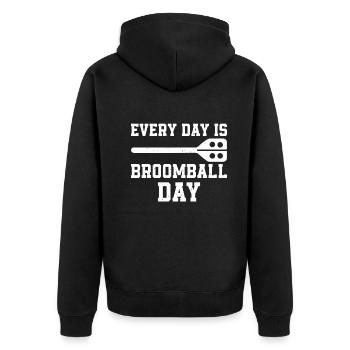 Every Day Is Broomball Day - Playing Broomball Pla - Unisex Premium Organic Zip Hoodie - black - Back - Nico (187cm)