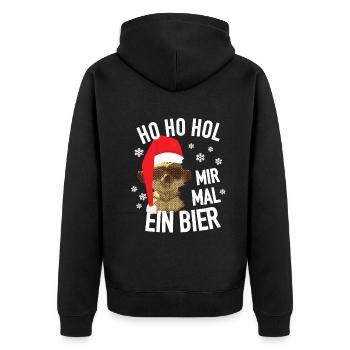Ho Ho Hol Mir Mal Ein Bier - Weihnachten Erdmännch - Unisex Premium Bio Zip Hoodie - Schwarz - Hinten - Nico (187cm)