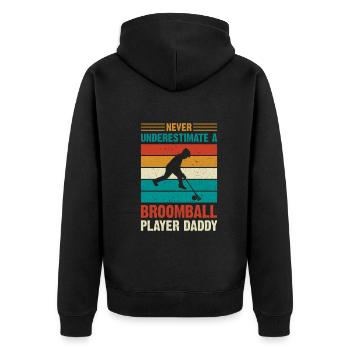 Dad Broomball - Never Underestimate A Broomball Pl - Unisex Premium Bio Zip Hoodie - Schwarz - Hinten - Nico (187cm)